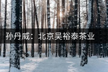 孫丹威:北京吳裕泰茶業(yè)股份有限公司總經(jīng)理