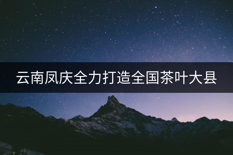 云南鳳慶全力打造全國茶葉大縣 云南鳳慶全力打造全國茶葉大縣