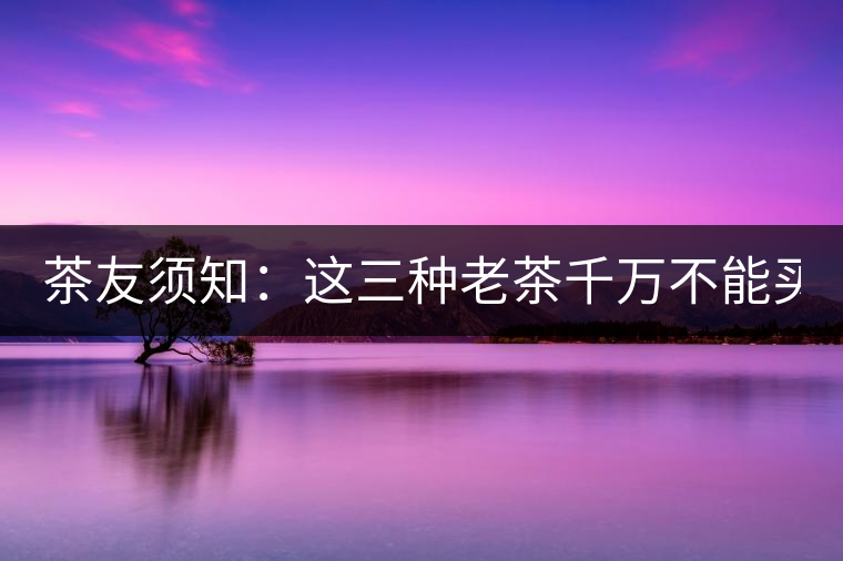 茶友須知：這三種老茶千萬不能買！