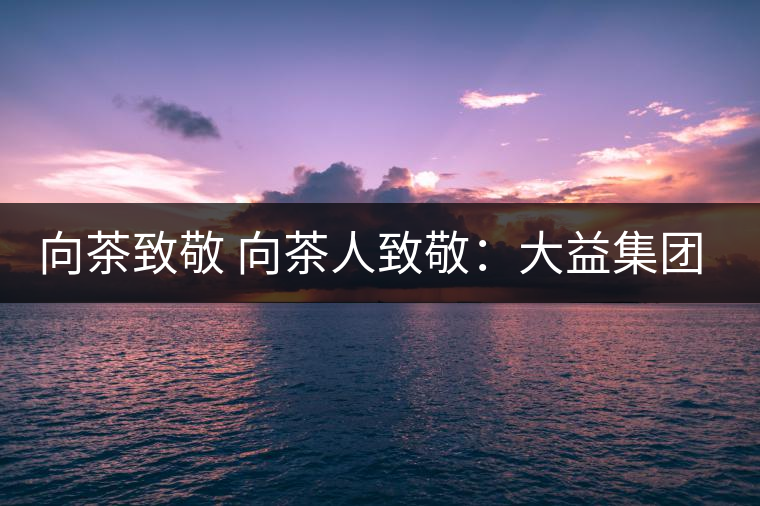 向茶致敬 向茶人致敬:大益集團吳遠之先生 向茶致敬 向茶人致敬:大益集團吳遠之先生