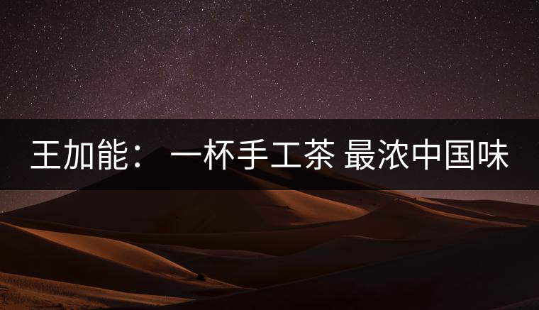 王加能: 一杯手工茶 最濃中國(guó)味 王加能: 一杯手工茶 最濃中國(guó)味