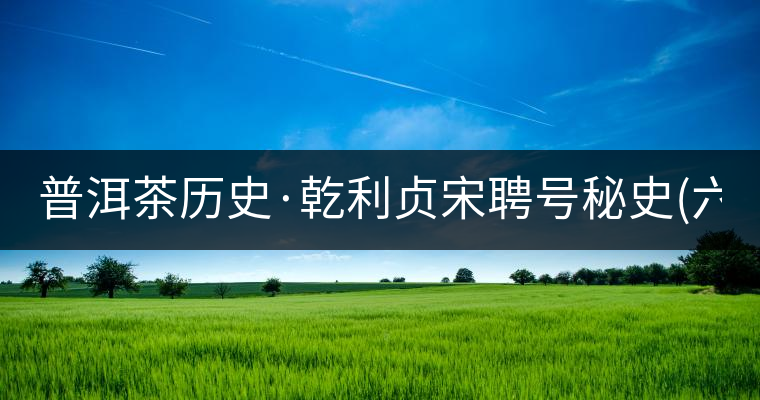 普洱茶歷史·乾利貞宋聘號(hào)秘史(六) 普洱茶歷史·乾利貞宋聘號(hào)秘史(六)