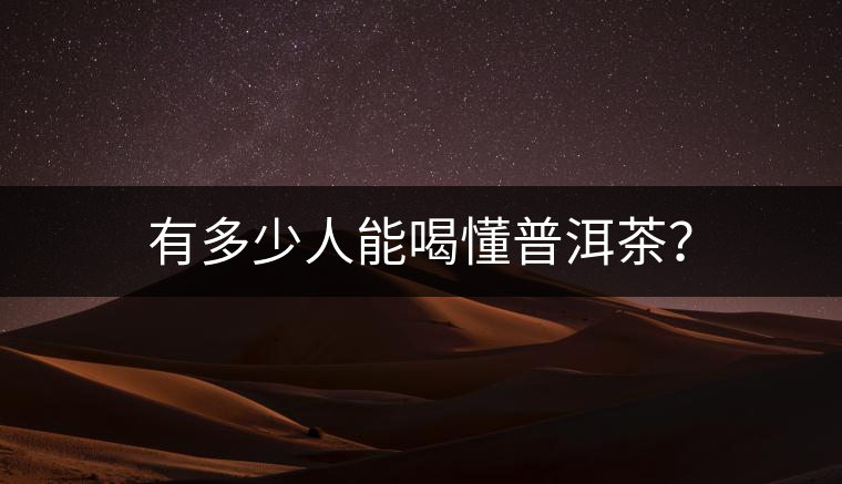 有多少人能喝懂普洱茶？